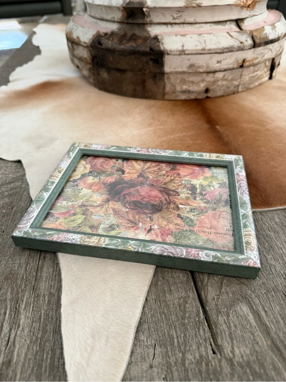 Vintage Style Floral Decoupage Photo Frame